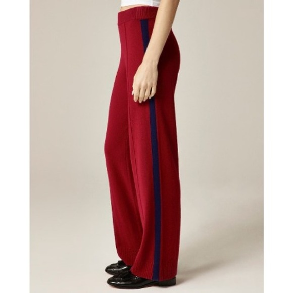 J.Crew Collection Pants - J.Crew Collection Cashmere Track Pants Women M Red Wide Leg Side Stripe $298 NWT
